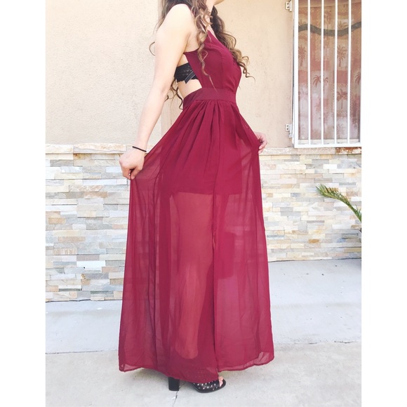 ❗️LAST ONE❗️Burgundy open back dress - Picture 5 of 6